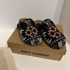 Dirty Laundry Aztec Pattern Slippers - Black, Blue, Red
